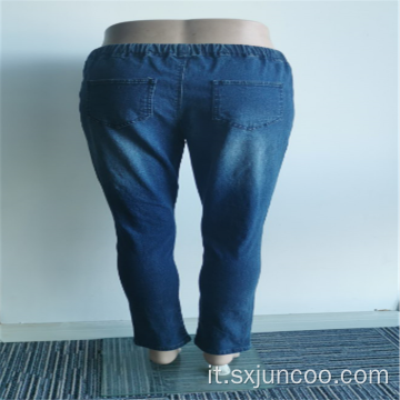 Jeans da donna in spandex di cotone con pantaloni lunghi tessuti delicati sulla pelle